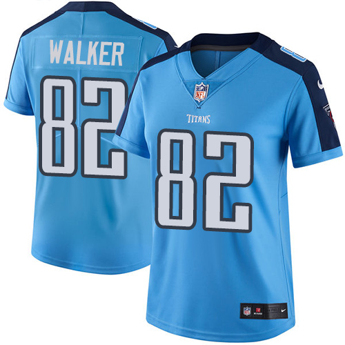 Women's Limited Delanie Walker Nike Jersey Light Blue - #82 Rush NFL Tennessee Titans